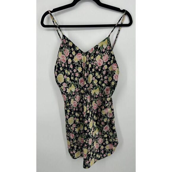 Hana Sung Other - Vintage Hana Sung Y2K Black Floral Slip Nightie Lingerie Mini Dress 90s M